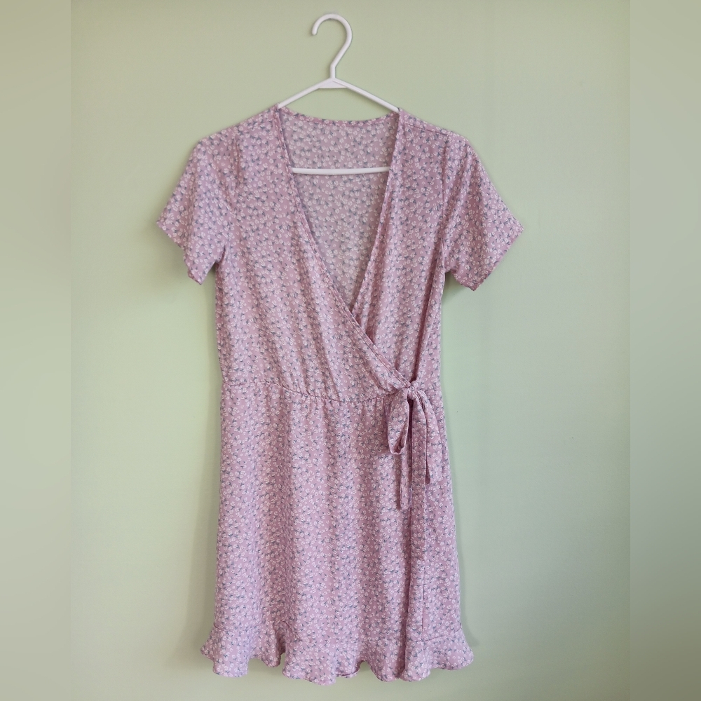 Light Purple Flower Wrap Dress